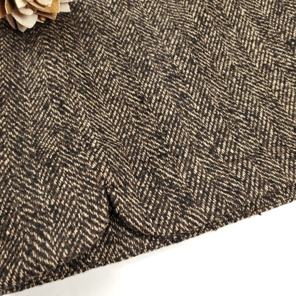Loft Brown Scalloped Tweed Wool Blend Skirt Size 8 - Picture 7 of 10